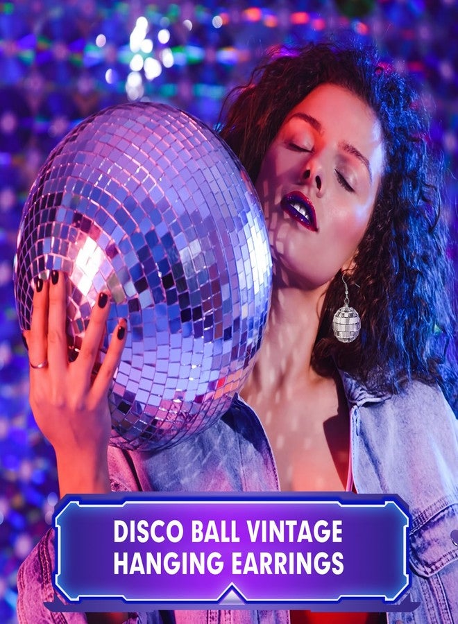 CNTVO Disco Ball Earrings for Women - Sparkle Silver Mirrorball Acrylic Dangle Earrings, Perfect with 70s Disco Outfits for Women, 80s Costume Party & Dance Accessories - Image 5